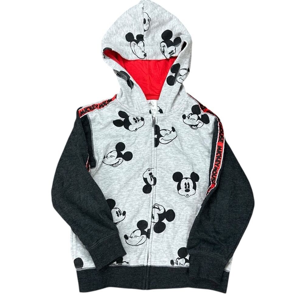 Disney Mickey Mouse Gray and Black Kids Full Zip Hoodie Size 5/6